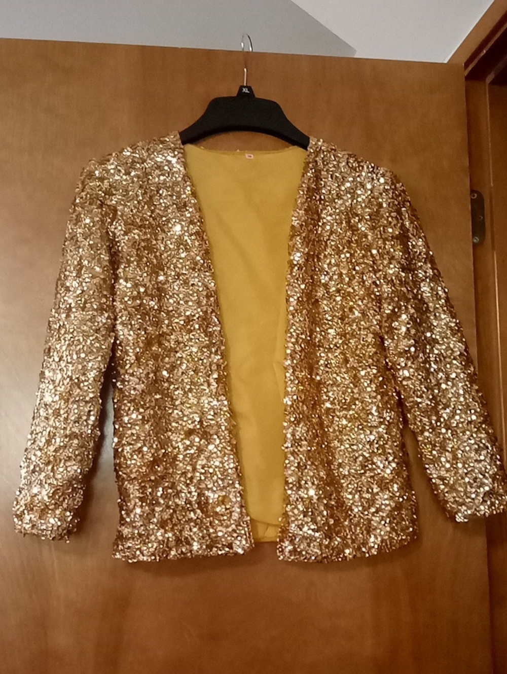 Gold Sequin Open-Front Women's Jacket